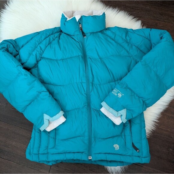 Mountain Hardware LoDown 650 Puffer Coat Jacket Blue Turquoise Quilted M Med - Picture 1 of 8